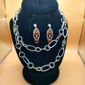 Brighton Retired Raining Hearts Bundle - Two Toned Long Necklace and Ear…